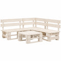 Lounge-Set aus imprägniertem Kiefernholz für Garten und Terrasse, 4-teilig, in Weiß, 220x176x55cm