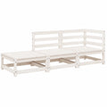 Modulares 2-Sitzer Gartensofa aus Kiefernholz mit Rückenlehne und Hocker, Weiß