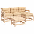 Modulares Garten-Lounge-Set aus Massivholz, 5-teilig mit Kissen