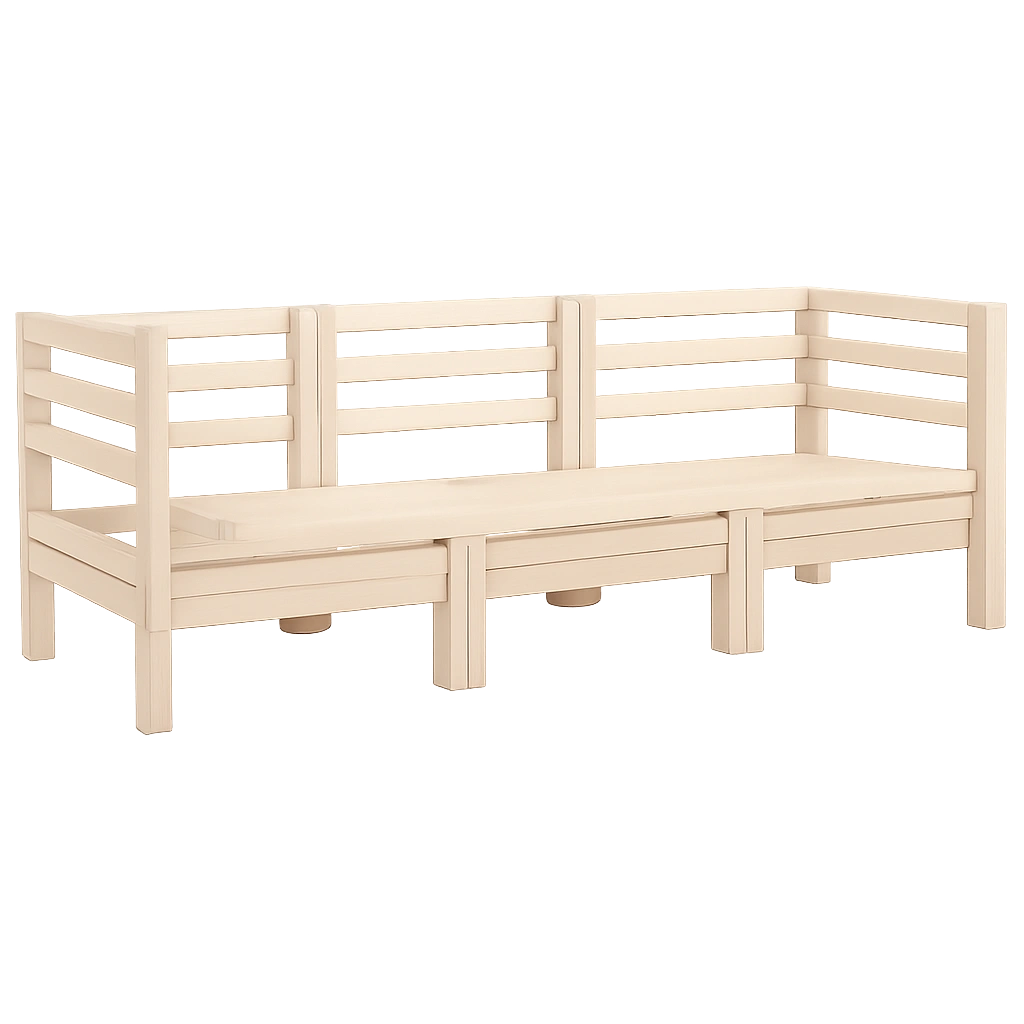 Modulares 3-Sitzer Gartensofa aus Kiefernholz, Latten-Design für den Außenbereich