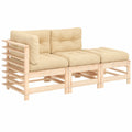 Modulares Garten-Lounge-Set aus Massivholz, 3-teilig mit Kissen