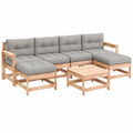 7-teilige Garten-Lounge-Gruppe aus Douglasienholz mit Kissen