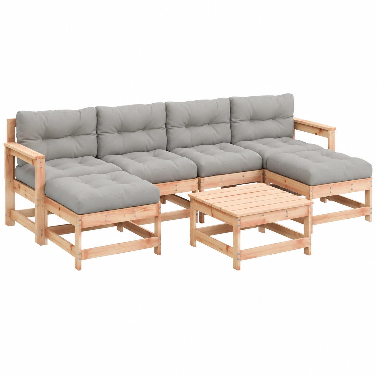 7-teilige Garten-Lounge-Gruppe aus Douglasienholz mit Kissen