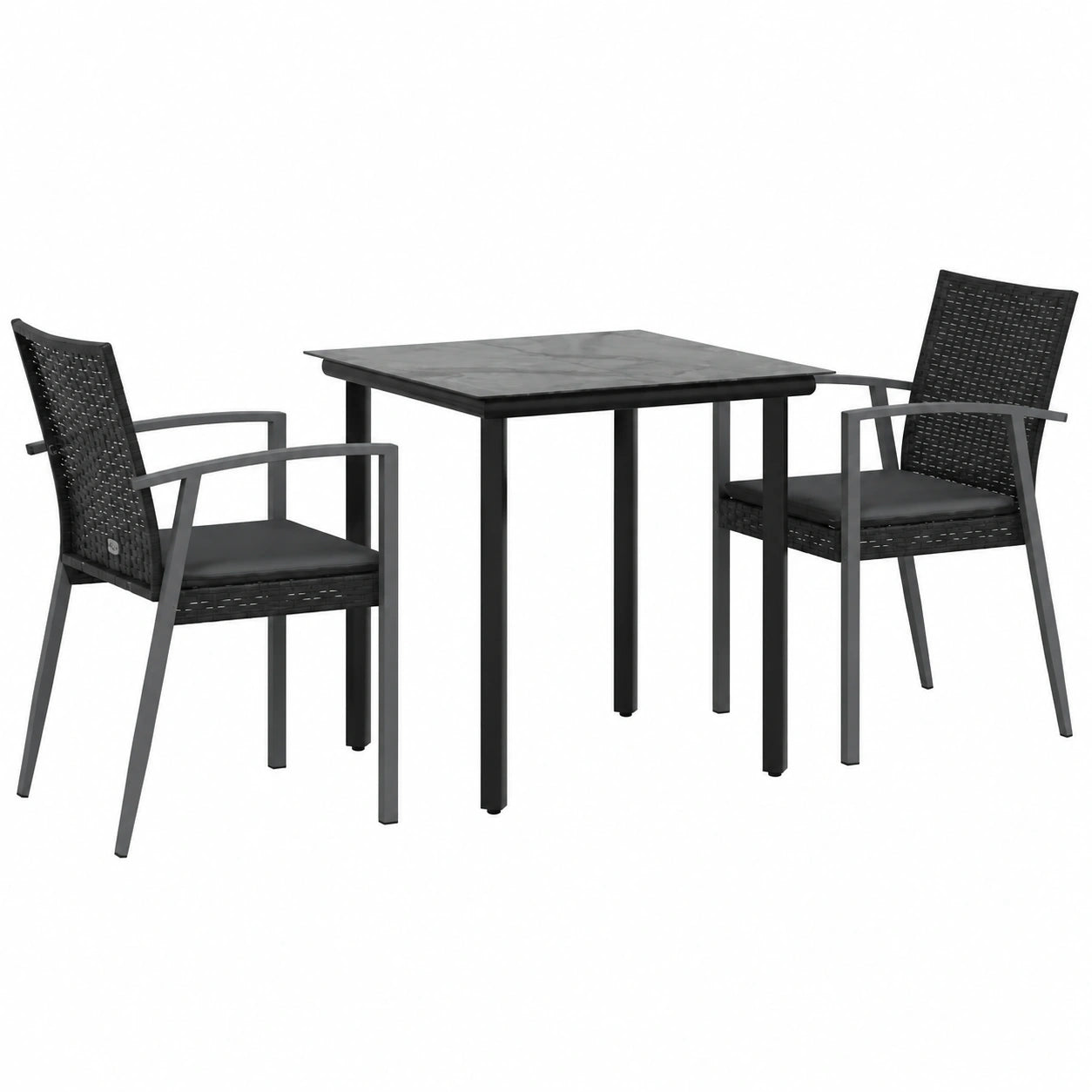 3-teiliges Gartenmöbel-Set aus Poly-Rattan mit Kissen