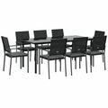 9-teilige Garten-Essgruppe aus Poly Rattan mit Kissen