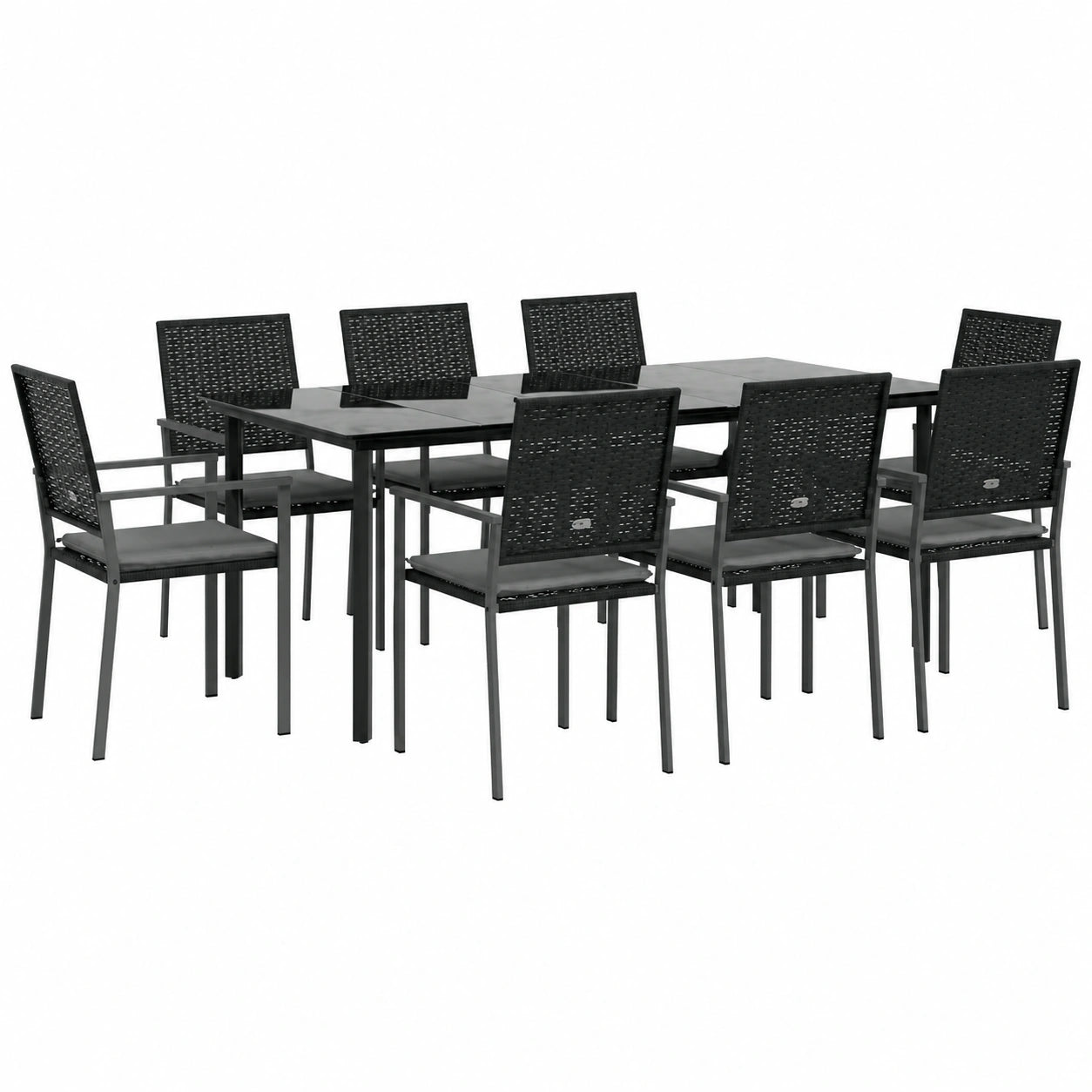 9-teilige Garten-Essgruppe aus Poly Rattan mit Kissen