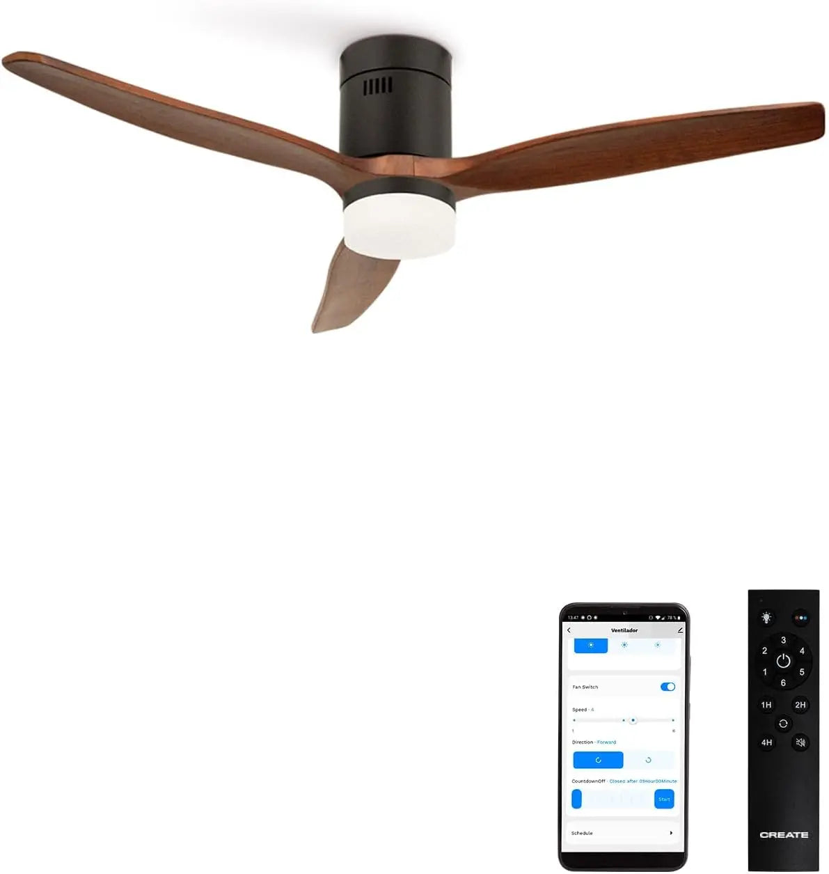 Ventilator 40W 132cm mit Fernbedienung und Timer Schwarz