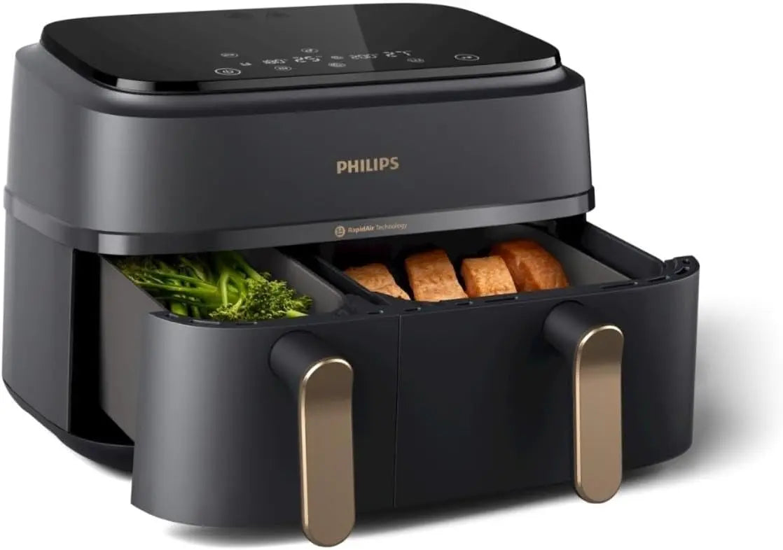 Philips Heißluftfritteuse 9L mit zwei Garzonen Schwarz