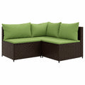 Modulares Poly Rattan Garten Lounge Set, 3-teilig mit Kissen, Terrassenmöbel in Braun
