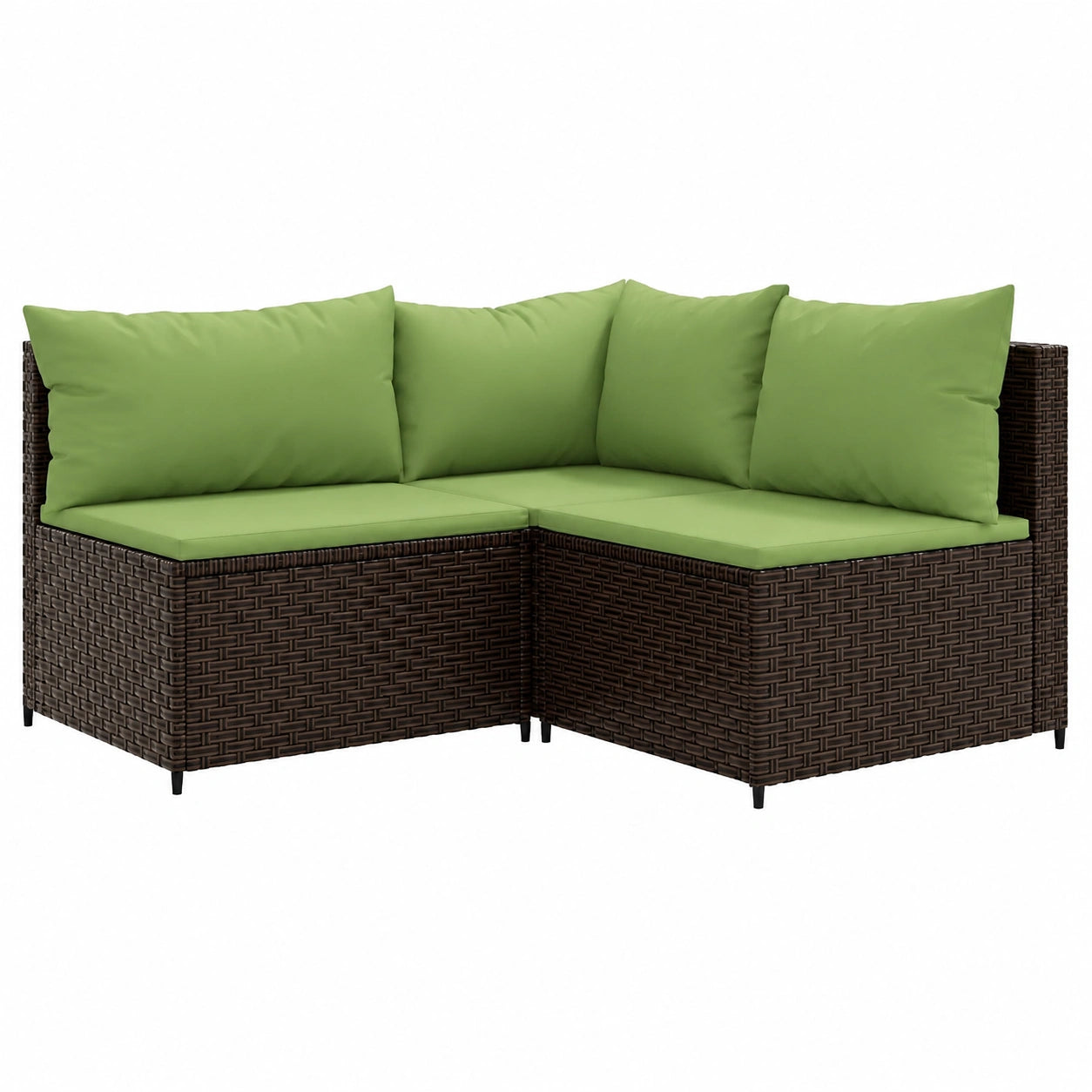 Modulares Poly Rattan Garten Lounge Set, 3-teilig mit Kissen, Terrassenmöbel in Braun