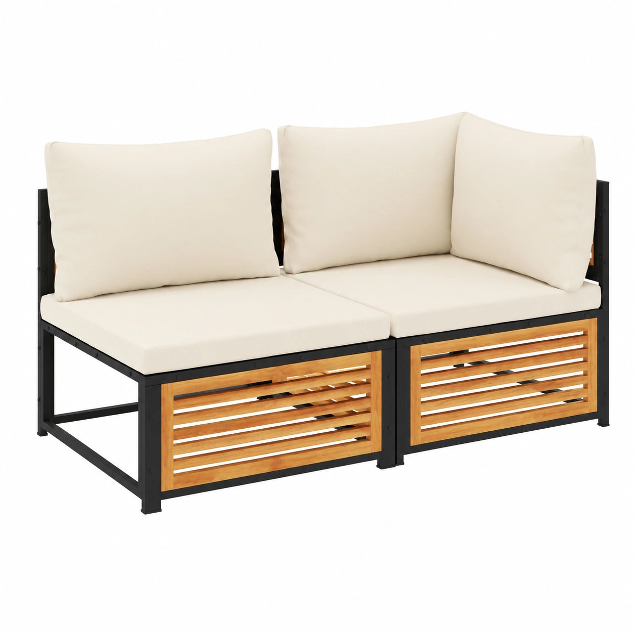 Modulares 2-Sitzer Gartensofa aus Poly Rattan mit Kissen, Ecksofa für Terrasse und Balkon