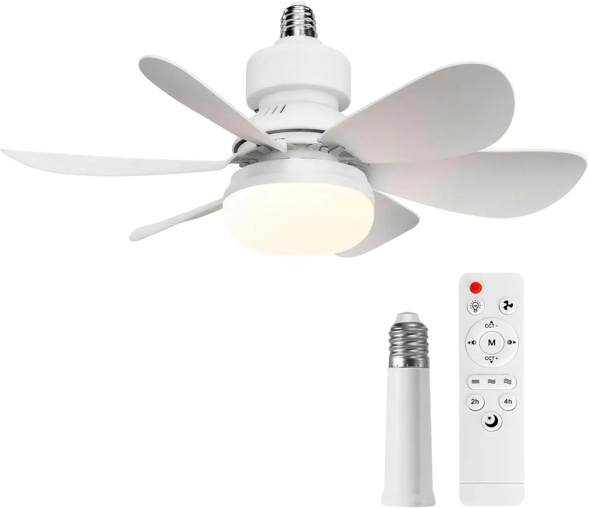 Ventilator E27 20W 52cm mit Fernbedienung Weiß