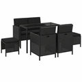 Modulares Gartenmöbel-Set 6-tlg., Schwarz, Rattan mit Kissen