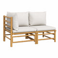 Modulares Garten Lounge-Set aus Bambus mit Kissen, 2-teilig, für Terrasse