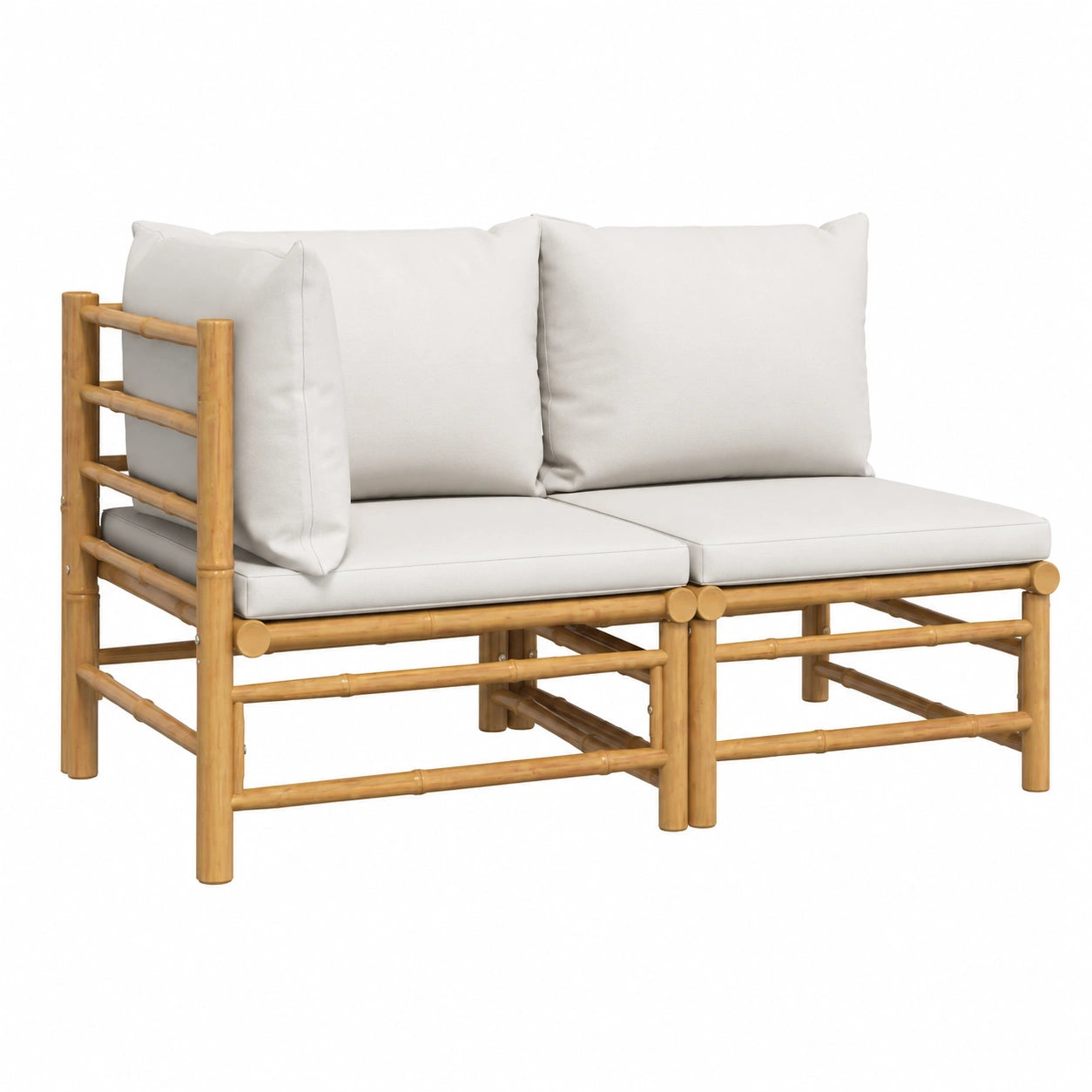 Modulares Garten Lounge-Set aus Bambus mit Kissen, 2-teilig, für Terrasse