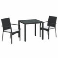 Tidyard 3-teilige Garten-Essgruppe mit Kissen, Balkon- und Terrassenmöbel aus PE-Rattan