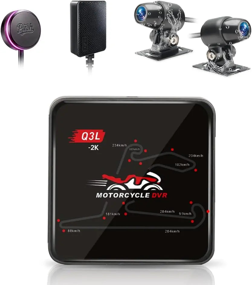 VSYSTO Dashcam Motorrad, Motorrad Kamera Vordere und Hintere 2K/25FPS, 120° Weitwinkel Wasserdicht Action Cam mit GPS, 5G WiFi, Parkmodus,...