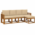 Garten-Sofaset aus Akazienholz Beige - 5-teilig, für Terrasse und Balkon