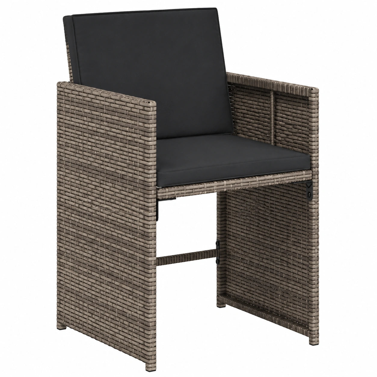 4er-Set Gartenstühle aus Poly Rattan mit Kissen, Grau, ideal für Terrasse und Balkon