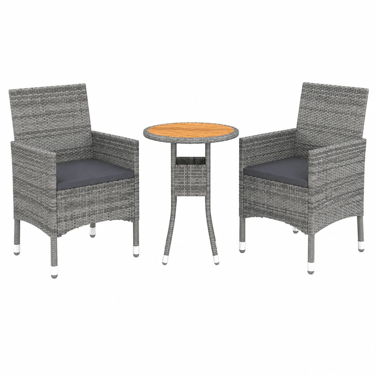Tidyard 3-TLG. Garten-Essgruppe aus Poly Rattan, Balkon- und Terrassenmöbel-Set mit Sofa, Tisch und Stühlen