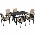 7-teiliges Balkonmöbel-Set mit Tisch und Stühlen, wetterfest, Aluminiumrahmen, Schwarz/Grau