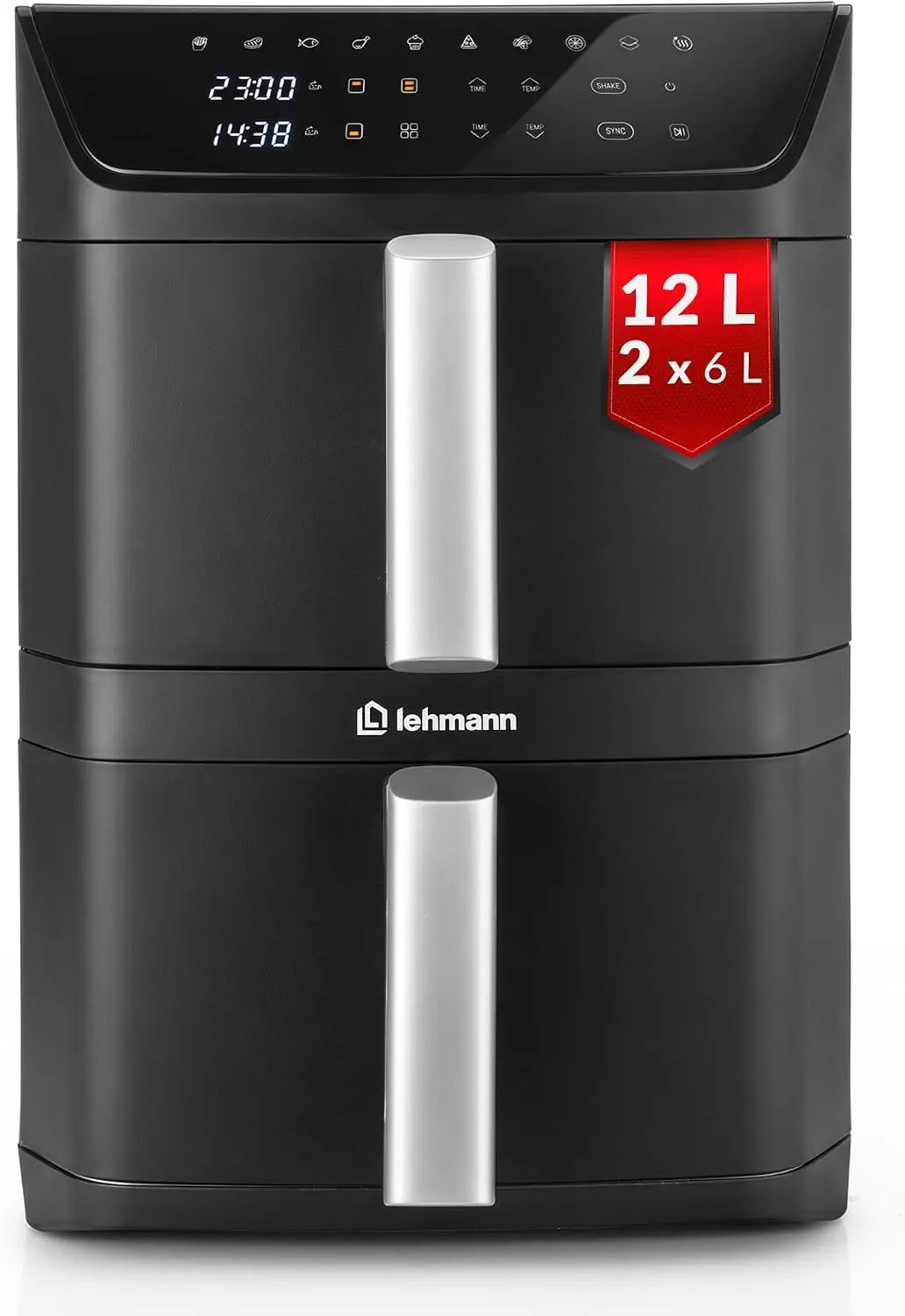Heißluftfritteuse 2800 W 12 L mit zwei Garzonen