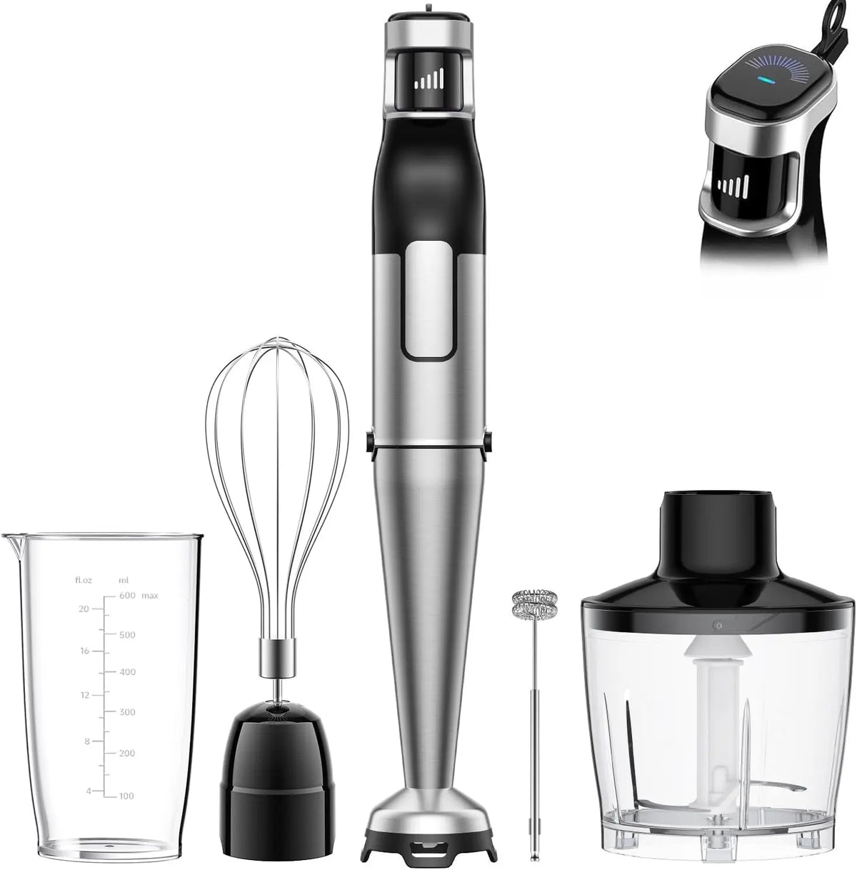 Mixer 1100W 5 in 1 mit Edelstahl Silber
