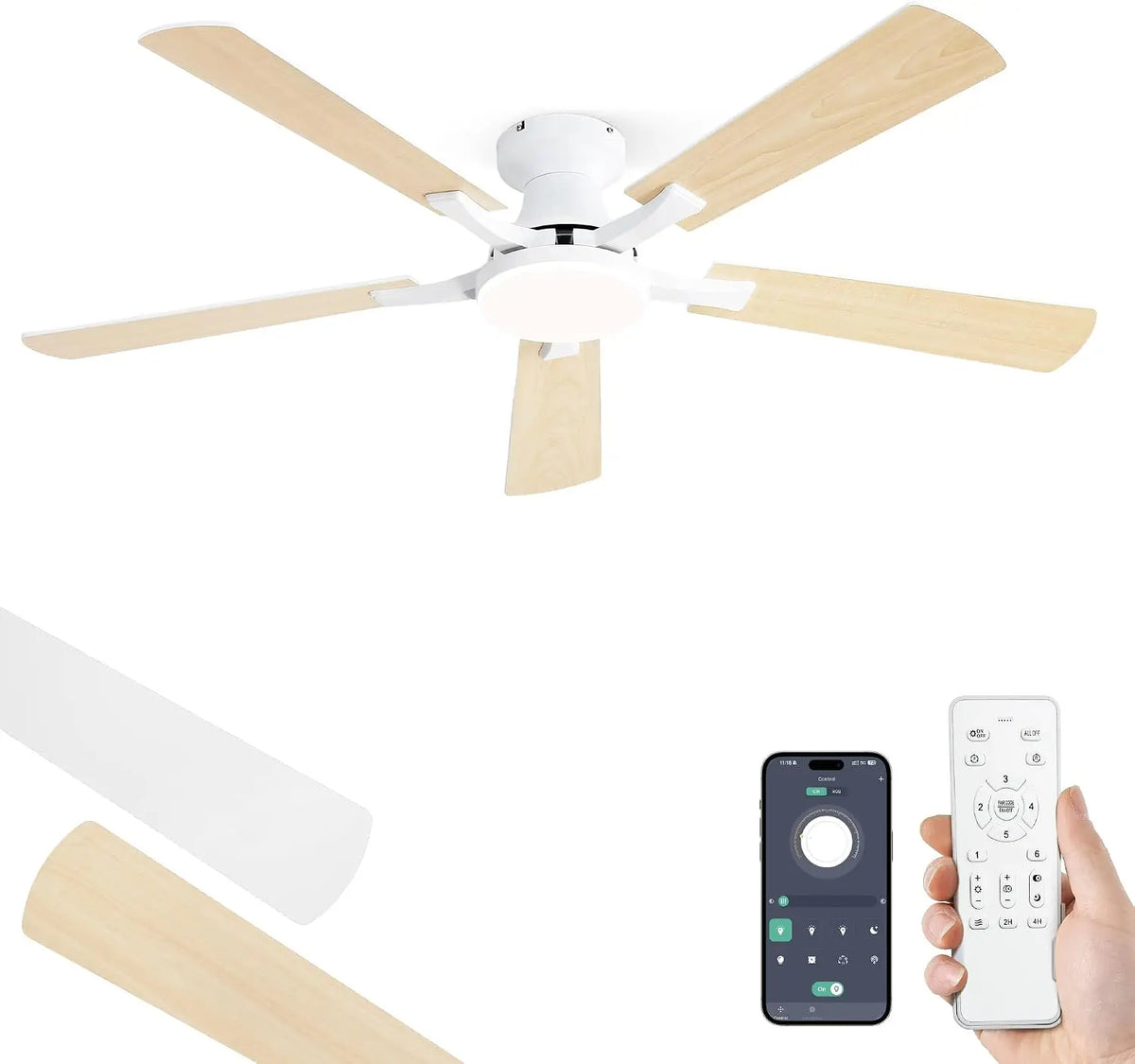 Ventilator 20 W 132 cm mit Fernbedienung Weiß