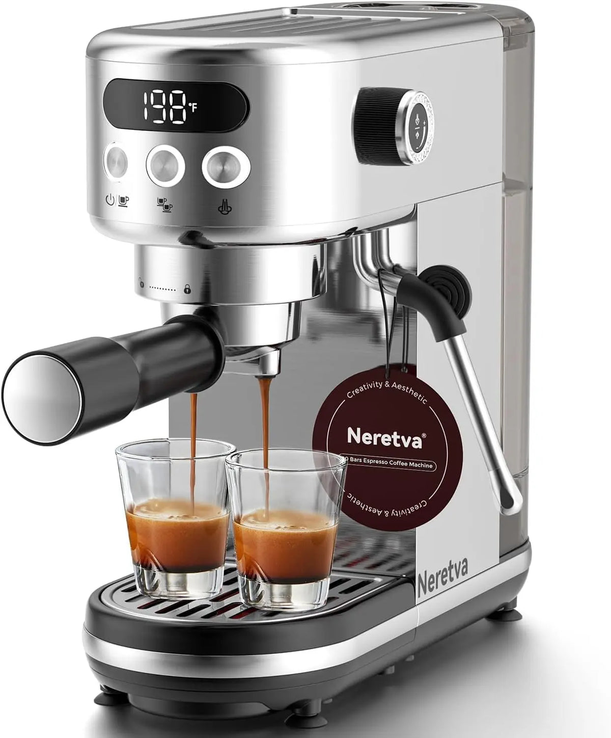 Kaffeemaschine mit Edelstahl Silber