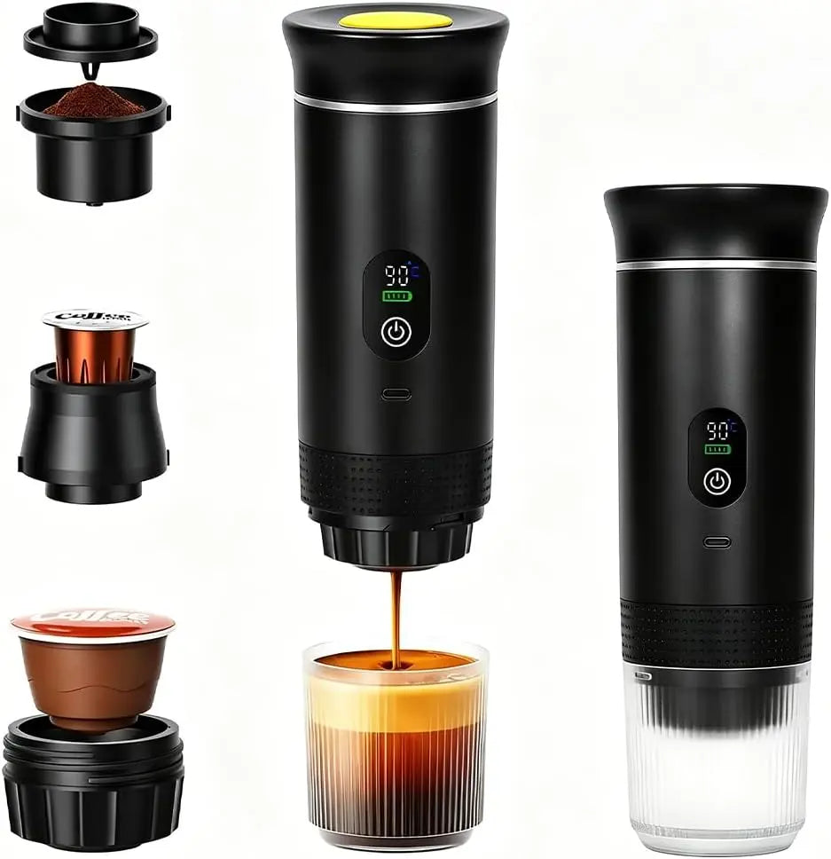 Kaffeemaschine mit Display und Akku und Ladegerät