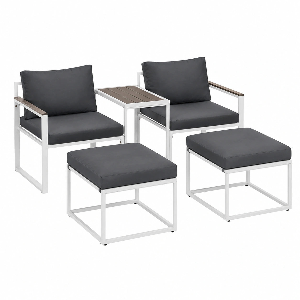 Juskys 5-teiliges Gartensofa-Set Bari mit Tisch und Kissen - Metall Outdoor Lounge in Grau für Balkon und Garten