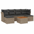 7-teiliges Gartensofa-Set aus Polyrattan mit grauen Kissen, ideal für Terrasse und Balkon