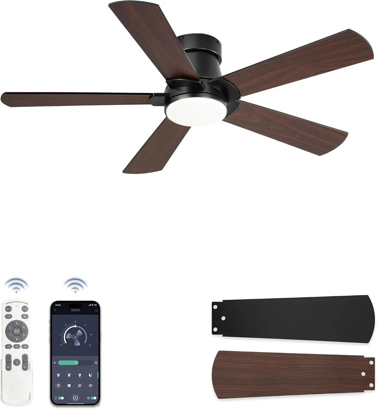 Ventilator 106 cm mit Fernbedienung Schwarz