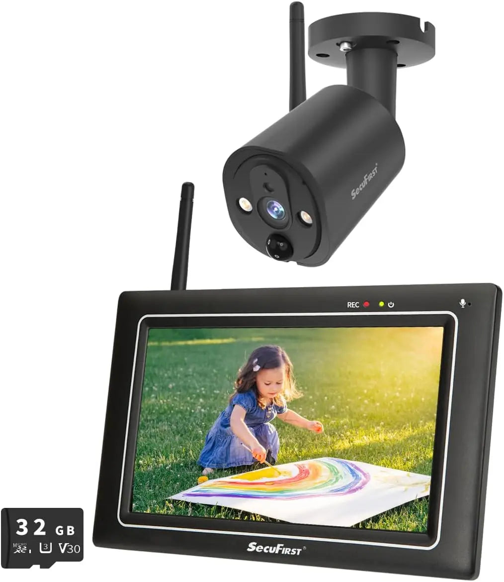 SecuFirst Überwachungskamera Aussen Kit mit Innen Monitor, 7' Touchscreen