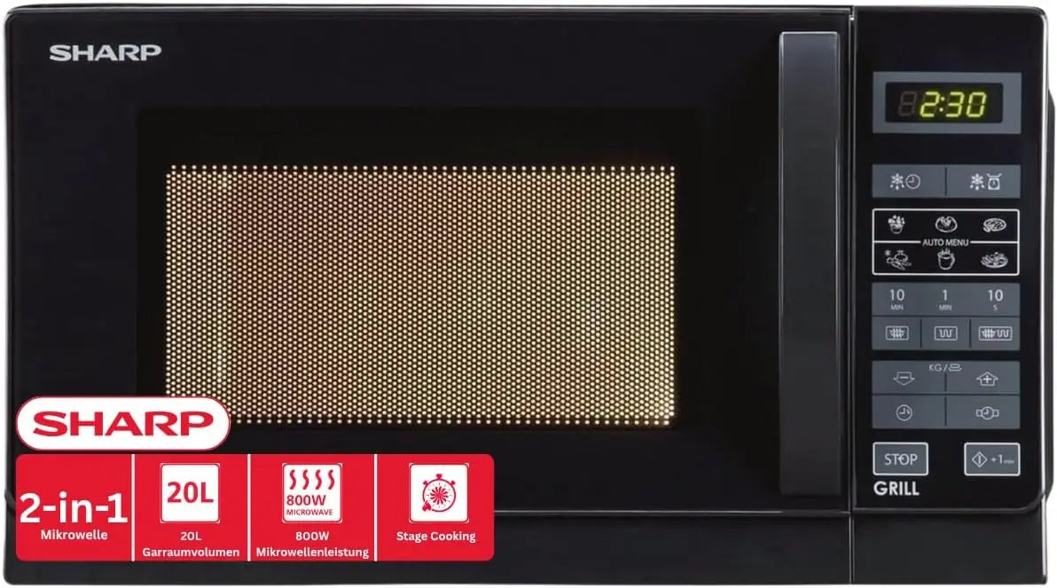 Mikrowelle R642BKW 800 W 20 L 25,5 cm mit Timer Schwarz