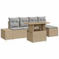 6-teiliges beiges Garten-Sofa-Set aus wetterfestem Polyrattan, modulare Outdoor-Möbel für Terrasse und Balkon, pflegeleichte Sitzgruppe für 4 Personen