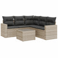 Gartenmöbel Set aus Poly Rattan in Hellgrau - 6-teilig, UV-beständig und komfortabel mit Kissen für Terrasse und Garten