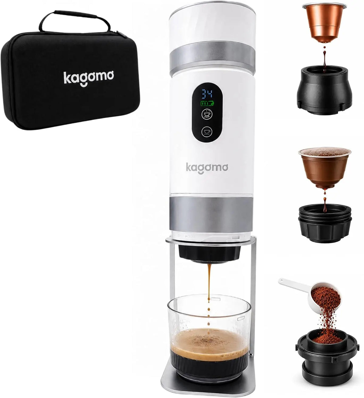Kaffeemaschine mit Akku und Ladegerät
