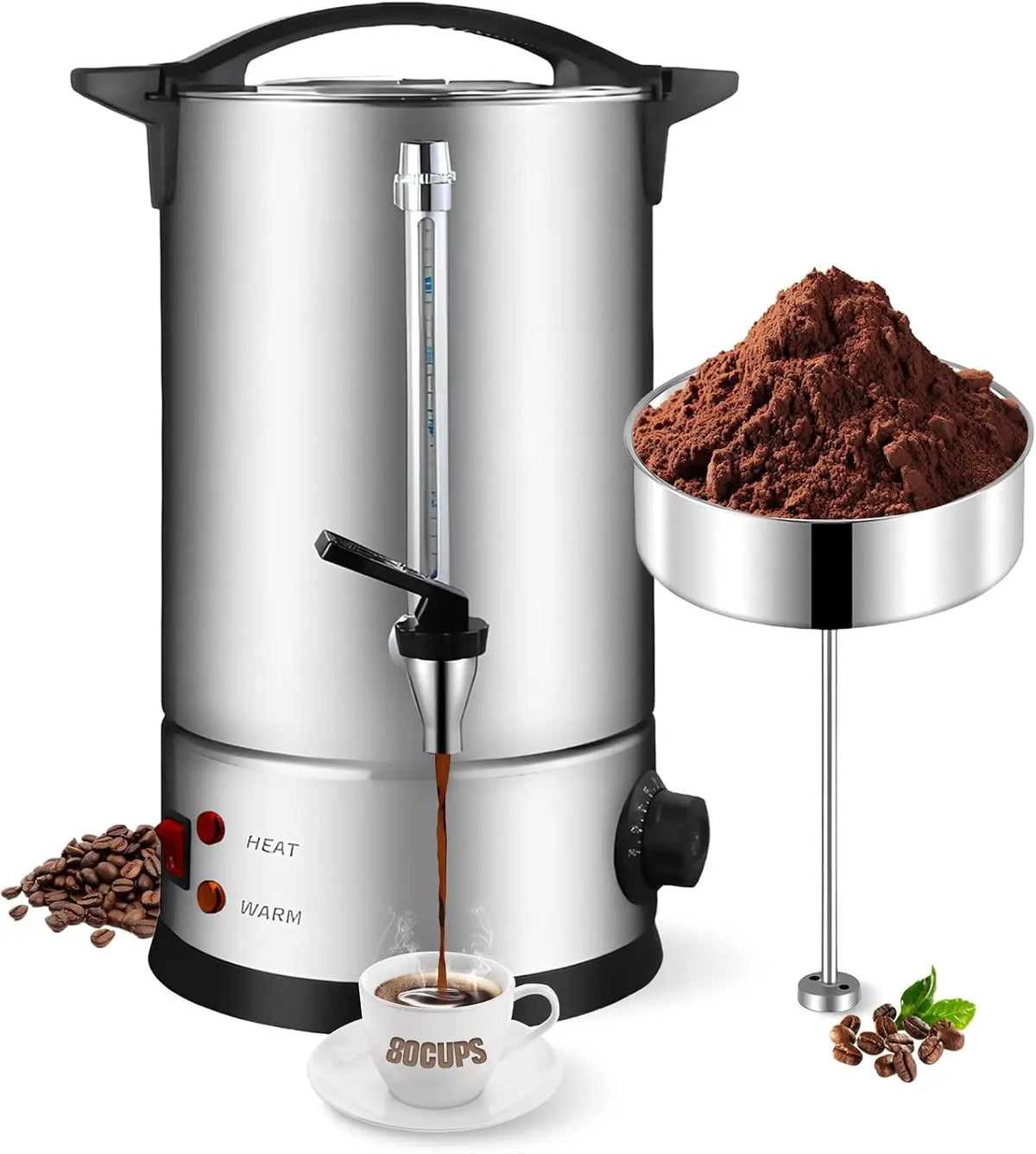 Kaffeemaschine 12L mit Edelstahl Silber