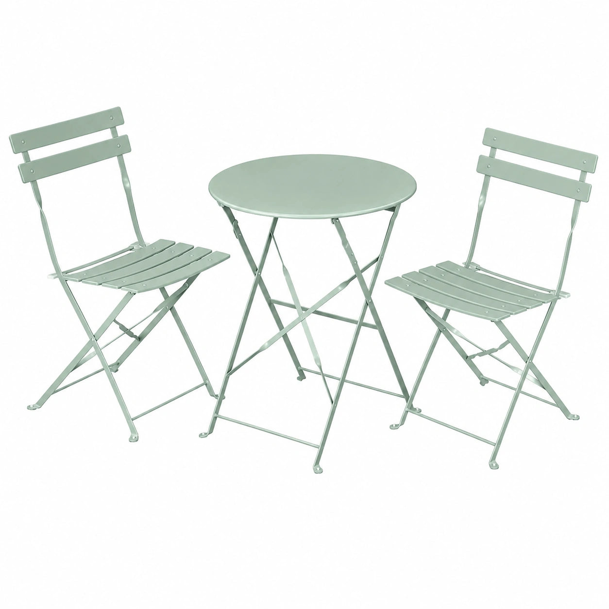 3-teiliges Balkonmöbelset aus Metall, klappbare Bistrogarnitur für Garten und Terrasse, grün