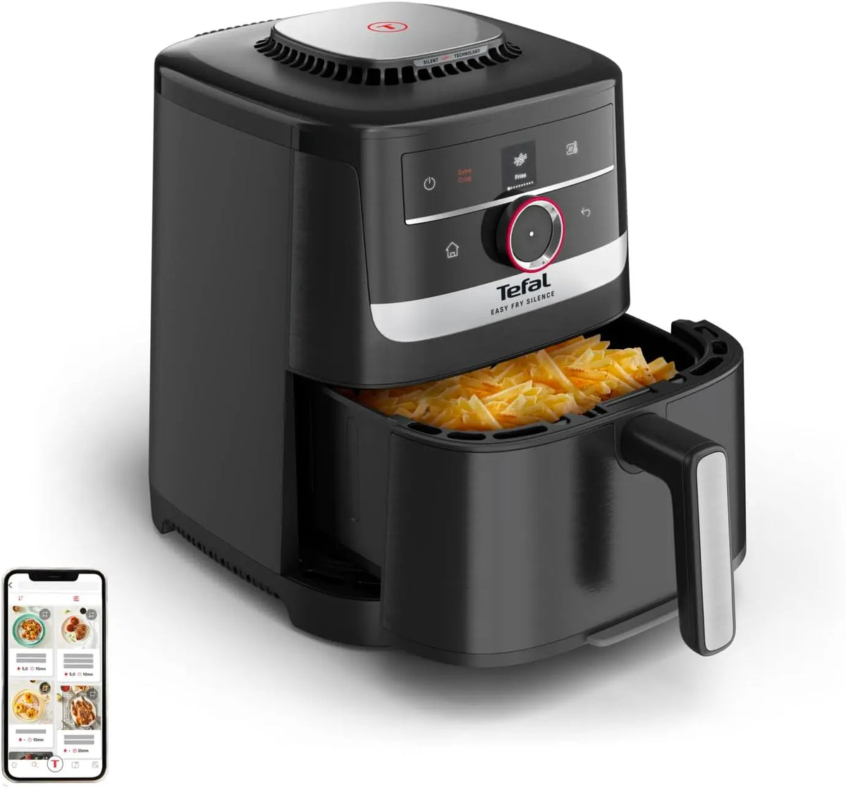 Tefal Heißluftfritteuse EY5728 5 Liter mit Edelstahl Schwarz