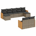 Modulares Garten-Loungeset aus Polyrattan mit grauen Kissen, 9-teilig, ideal für Terrasse und Balkon
