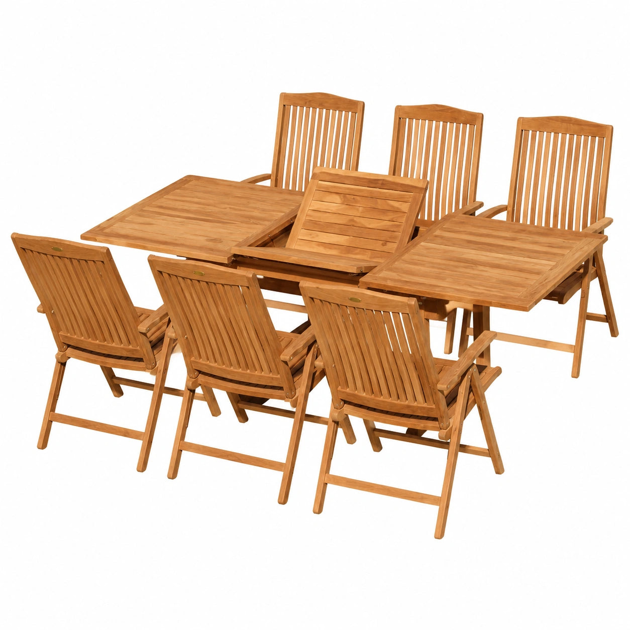 ASS Teak Essgruppe SABA Ausziehtisch 150-210cm mit 6 Hochlehnern Tobago