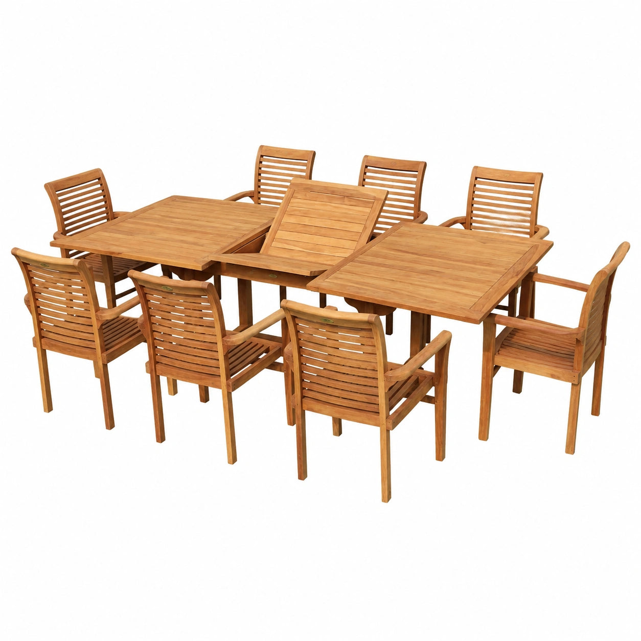 ALEOS. Premium Teak Gartenmöbelset: Verlängerbarer Tisch und 8 Stühle