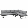 ALEOS Gartenlounge Aluminium Multifunktionsecke mit Kissen - Lounge-Set Cancun in Grau Anthrazit