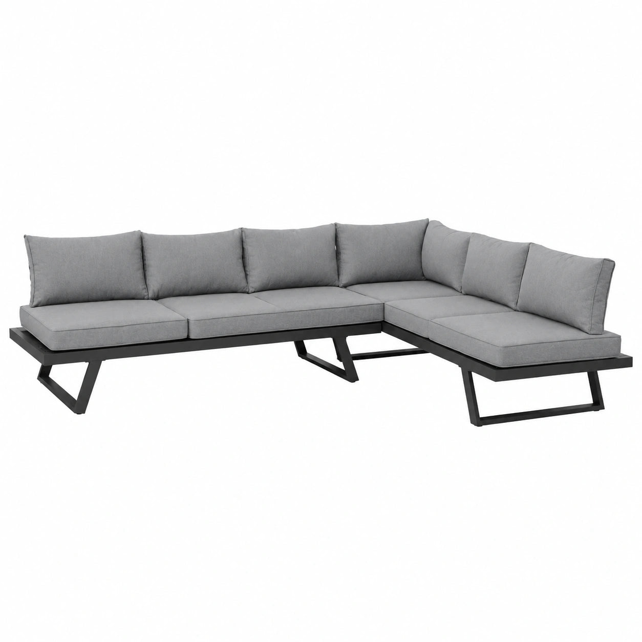 ALEOS Gartenlounge Aluminium Multifunktionsecke mit Kissen - Lounge-Set Cancun in Grau Anthrazit