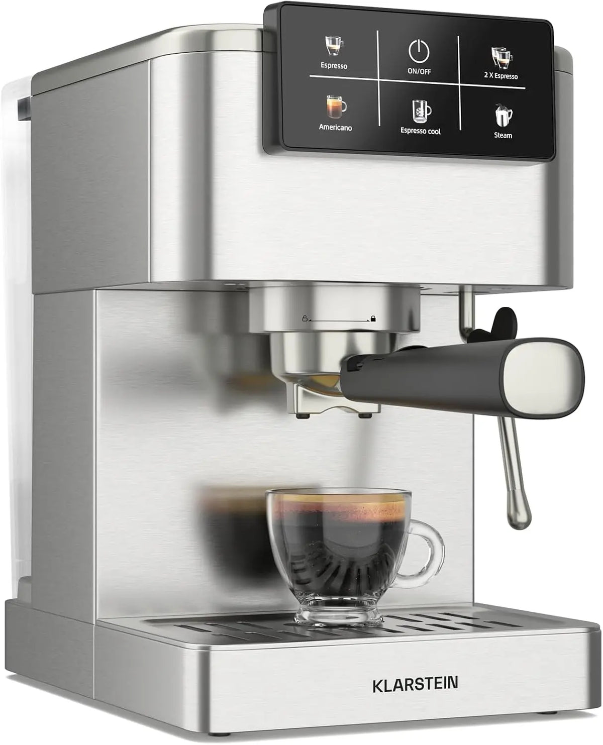 Kaffeemaschine 1350 W mit Display und Edelstahl Silber