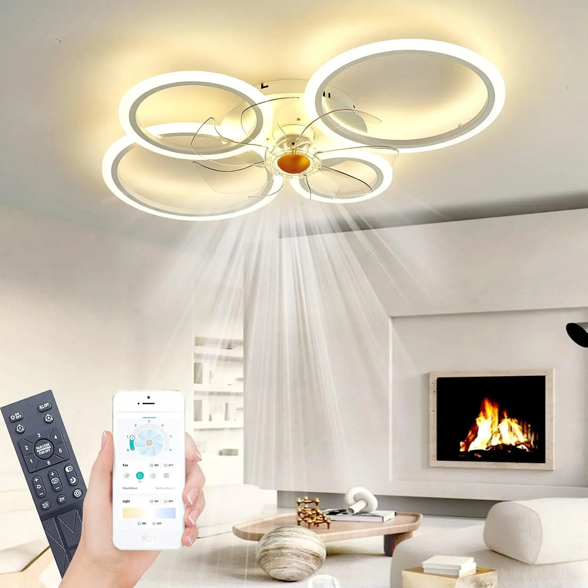 Ventilator 60 W mit Fernbedienung und Timer Weiß