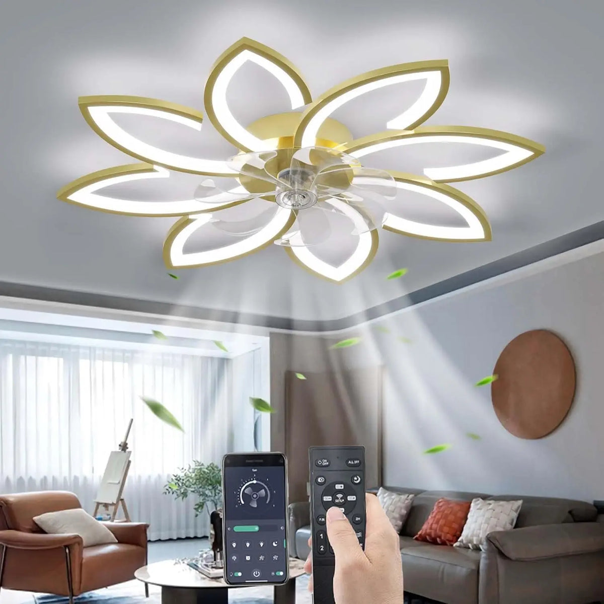 Ventilator 90CM mit Fernbedienung Gold