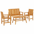 Modernes Gartenmöbel-Set aus Akazienholz, 4-Sitzer Lounge mit Tisch und Stühlen